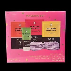 Facial Mask Set - 3 Face Masks, 1 Mask Tube, Headband- Hydrate & Sooth- NEW